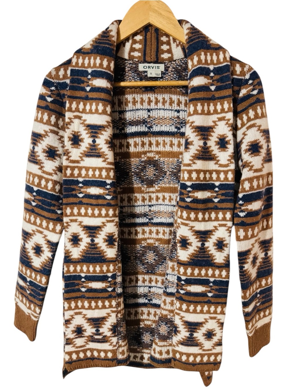 ORVIS Sweater Cardigan Wool Cashmere Aztec Southwestern Western Women’s Small